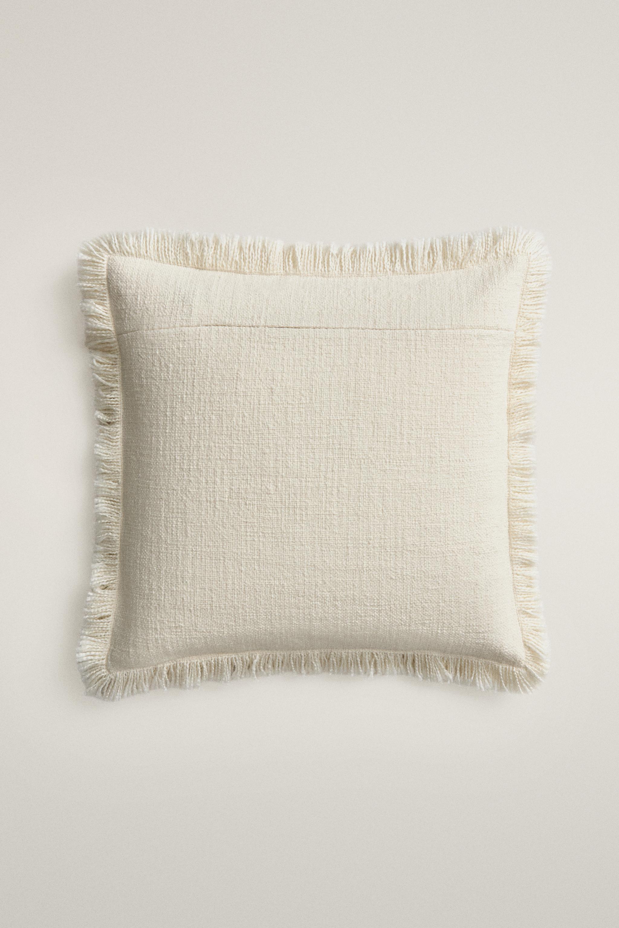 STRIPED FRINGE THROW PILLOW COVER